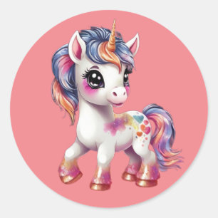 Pegatina Redonda personalizado unicornio