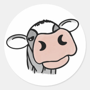 Pegatina Redonda personalizado vaca lechera blanco negro rosa besar