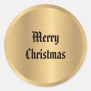Pegatina Redonda Personalizado Viejo Estilo Feliz Navidad Texto Vin