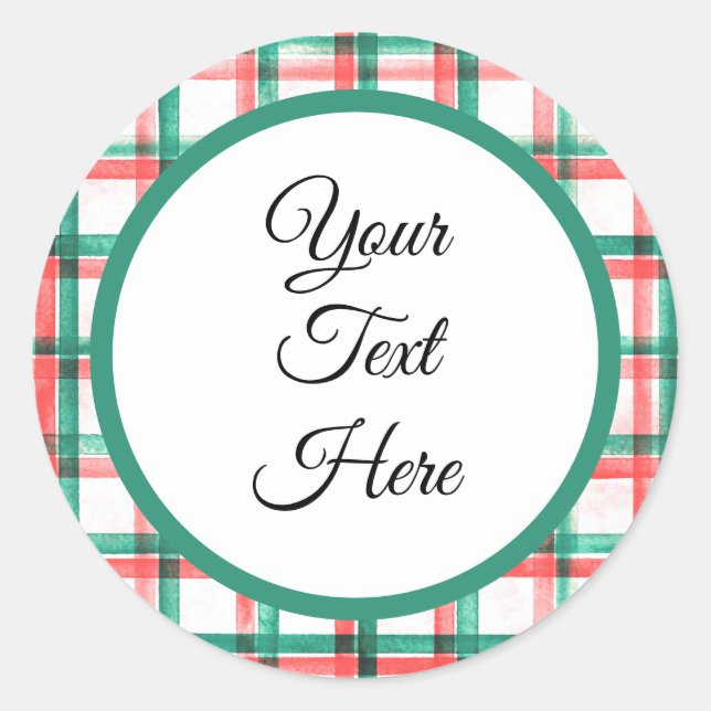 Pegatina Redonda Personalizado Vintage Christmas Farmhouse Buffalo  (Anverso)