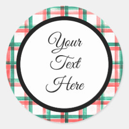 Pegatina Redonda Personalizado Vintage Christmas Farmhouse Buffalo 