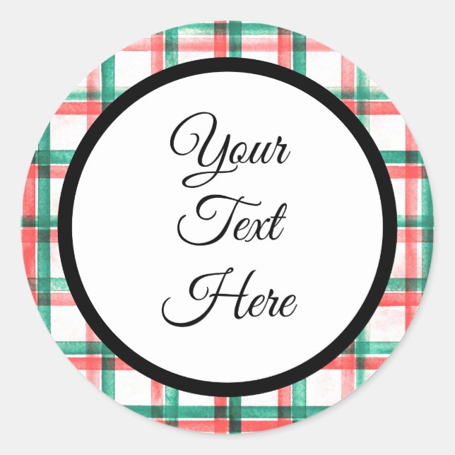 Pegatina Redonda Personalizado Vintage Christmas Farmhouse Buffalo  (Anverso)