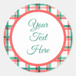 Pegatina Redonda Personalizado Vintage Christmas Farmhouse Buffalo 