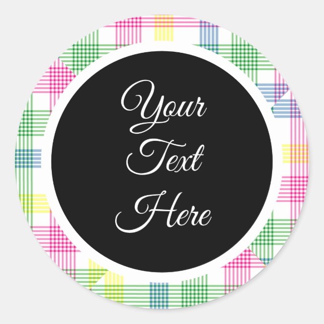 Pegatina Redonda Personalizado Vintage Christmas Farmhouse Buffalo  (Anverso)