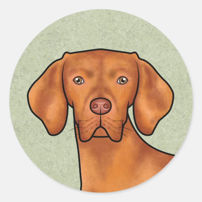 Pegatina Redonda Personalizado Vizsla húngaro Cabeza de perro punte (Anverso)