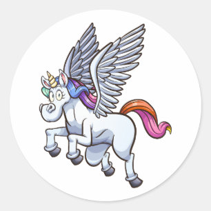 Pegatina Redonda personalizado volante pegasus unicorn