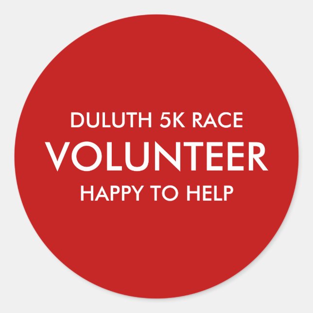 Pegatina Redonda Personalizado Voluntario Rojo (Anverso)