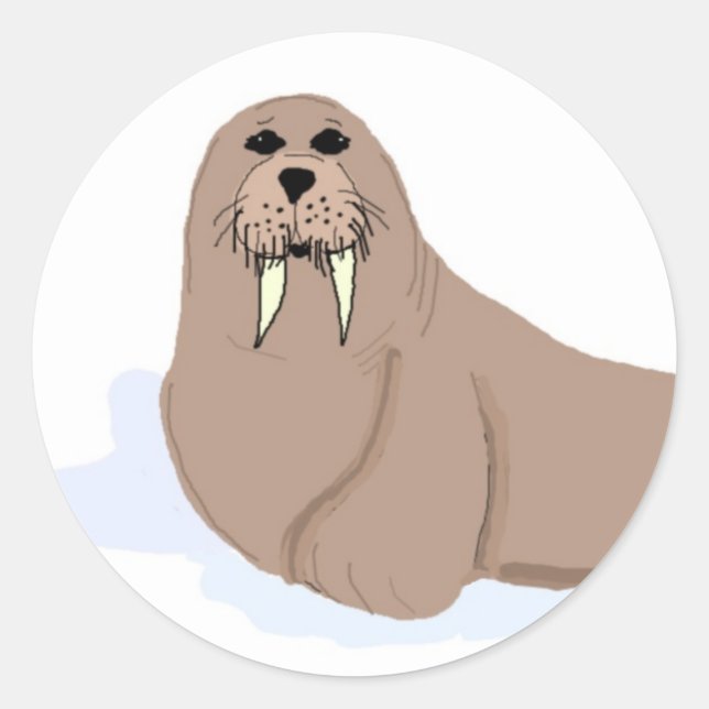 Pegatina Redonda Personalizado Walrus (Anverso)