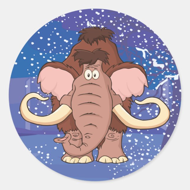 Pegatina Redonda Personalizado Wooly Mammoth (Anverso)