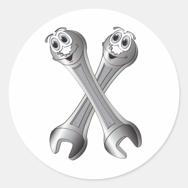 Pegatina Redonda Personalizado Wrenches (Anverso)