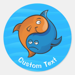 Pegatina Redonda Personalizado Yin Yang Fish