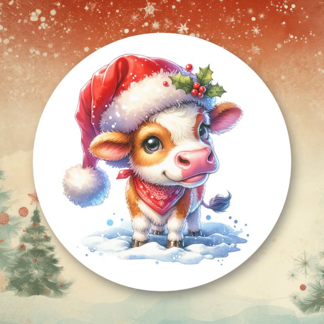 Pegatina Redonda Personalizados Navidades vacíos en Santa Hat (Subido por el creador)