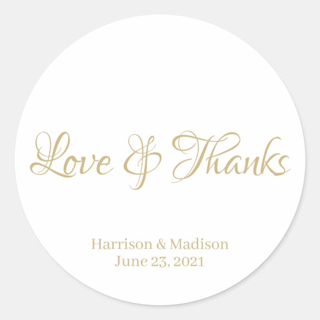 Pegatina Redonda personalizar Boda de texto regalo pegatinas de eti (Anverso)