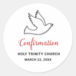 Pegatina Redonda Personalizar de confirmación pala con rojo