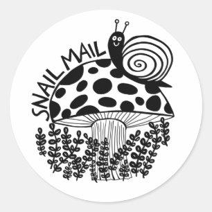 Pegatina Redonda Personalizar de hongos de CORREO de SNAIL