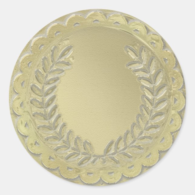 Pegatina Redonda Personalizar de plantilla de oro Laurel Wreath (Anverso)