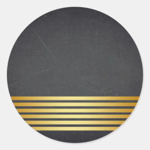 Pegatina Redonda Personalizar de rayas de oro de Chalkboard en blan
