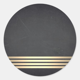 Pegatina Redonda Personalizar de rayas de oro de Chalkboard en blan