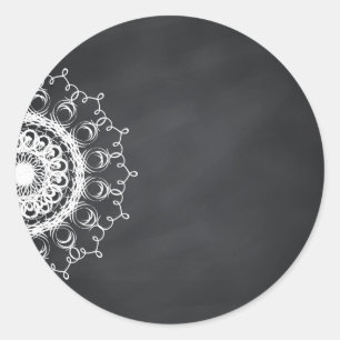 Pegatina Redonda Personalizar de Swirl Floral Chalkboard Blackboard