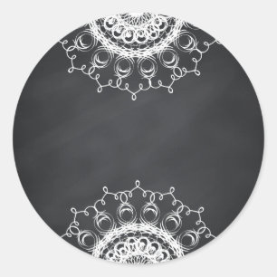 Pegatina Redonda Personalizar de Swirl Floral Chalkboard Blackboard