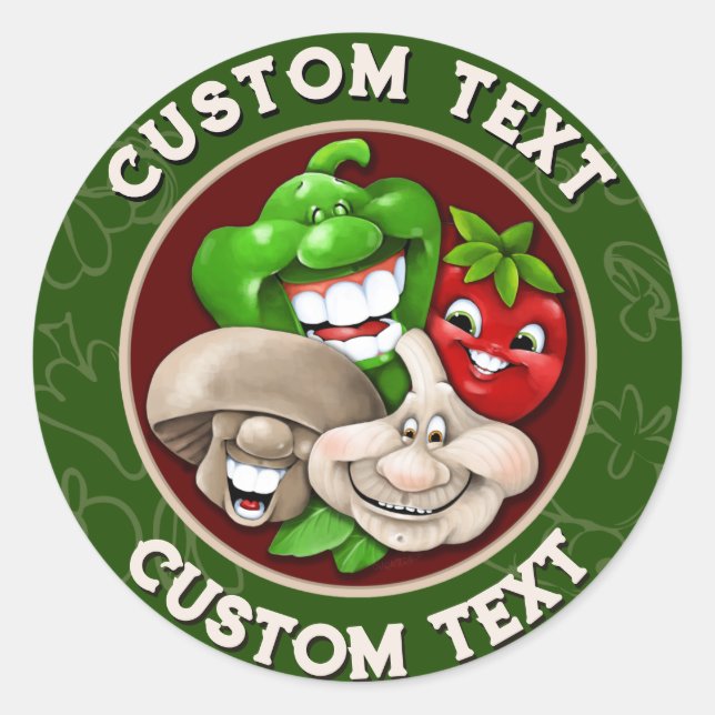 Pegatina Redonda PERSONALIZAR Happy Italian Food Kitchen Business (Anverso)