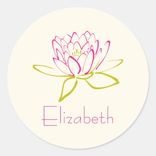 Pegatina Redonda Personalizar Ilustracion Lotus Flower / Water Lily (Anverso)