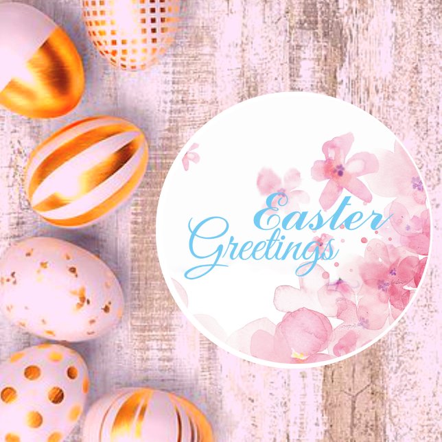 Pegatina Redonda Personalizar la floral de saludos de Pascua (Subido por el creador)
