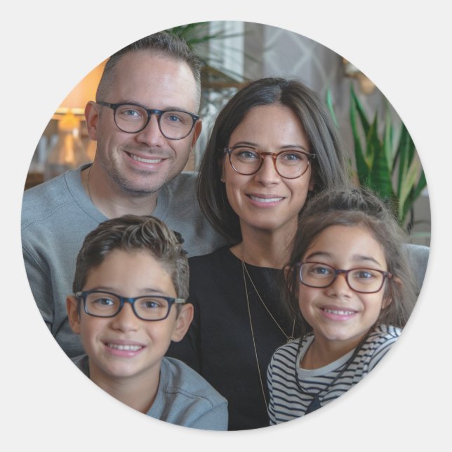 Pegatina Redonda Personalizar la foto de su propia familia Personal (Anverso)