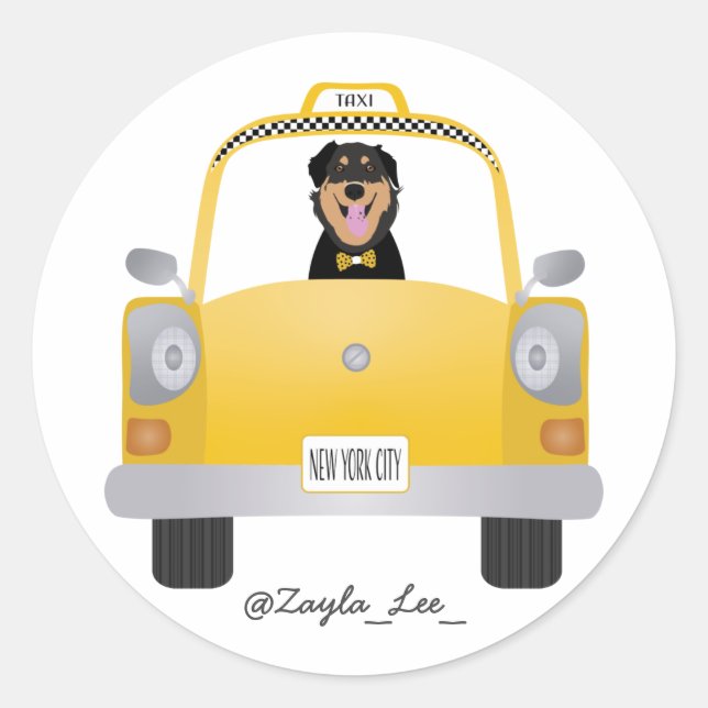 Pegatina Redonda Personalizar Mascota de manejo de medios sociales (Anverso)