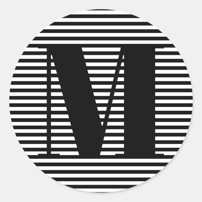 Pegatina Redonda Personalizar monograma franjas blancas iniciales (Anverso)