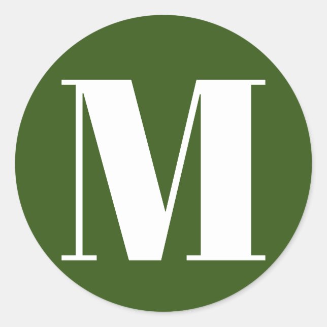 Pegatina Redonda Personalizar monograma número inicial bosque verde (Anverso)