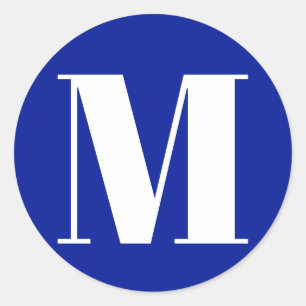 Pegatina Redonda Personalizar monograma número inicial cobalto azul