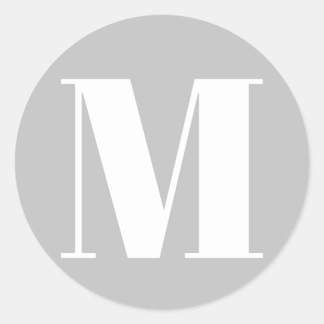 Pegatina Redonda Personalizar monograma número inicial gris claro b (Anverso)