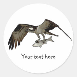Pegatina Redonda ¡personalizar! Osprey con peces