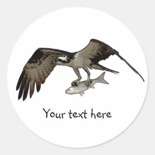 Pegatina Redonda ¡personalizar! Osprey con peces