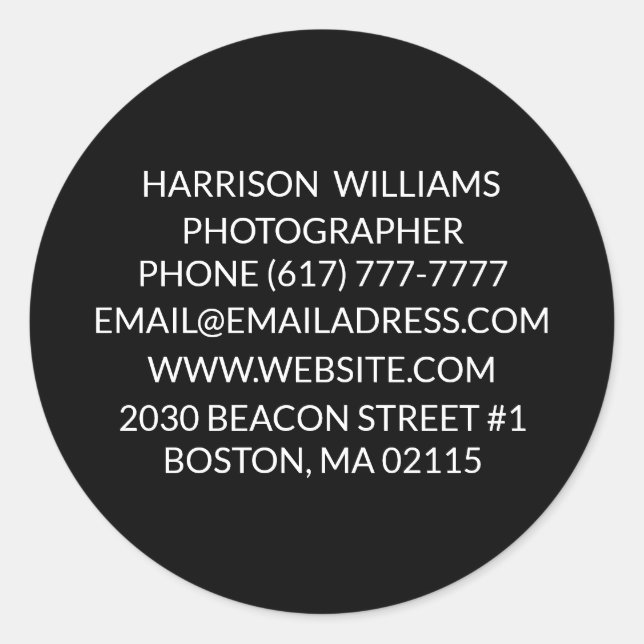 Pegatina Redonda Personalizar personaliza negro minimalista elegant (Anverso)