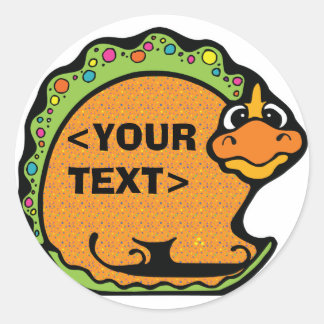 Pegatina Redonda Personalizar un dinosaurio,<YOUR TEXT>