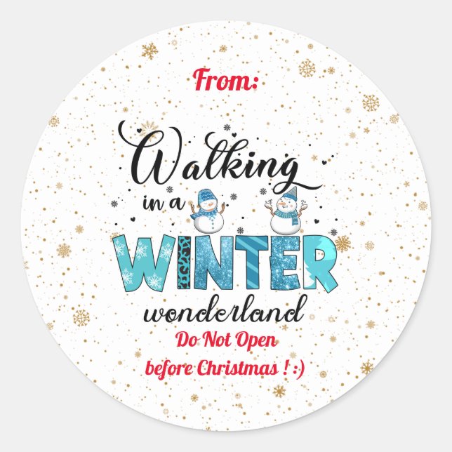 Pegatina Redonda Personalizar Winter Wonderland (Anverso)