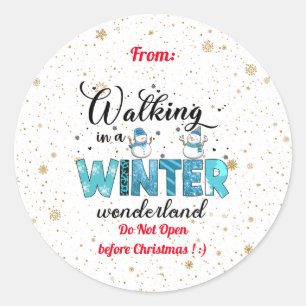 Pegatina Redonda Personalizar Winter Wonderland