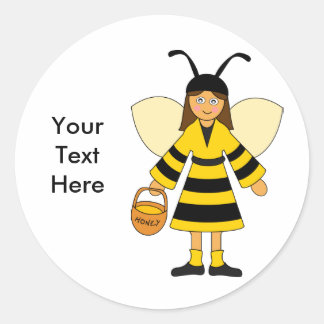 Pegatina Redonda Personalizar Yo — Chica con traje de abeja