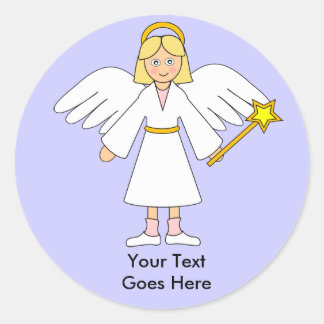 Pegatina Redonda Personalizar Yo — Natividad infantil Angel Blonde