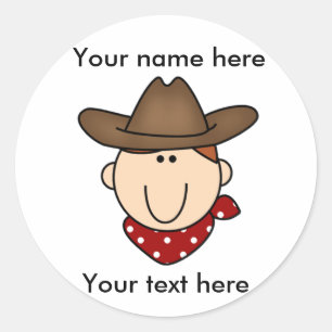 Pegatina Redonda Personalizar Yourself Cowboy