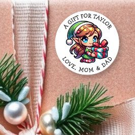 Pegatina Redonda Personalized a Gift for You Christmas Gift Tags 