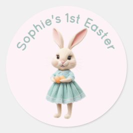 Pegatina Redonda Personalized Baby's First Easter Sticker - Cute 3D