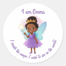 Pegatina Redonda Personalized Black Fairy Girl Stickers