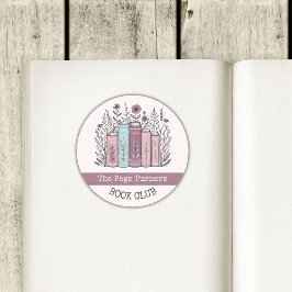 Pegatina Redonda Personalized Book Club Floral Bookplate