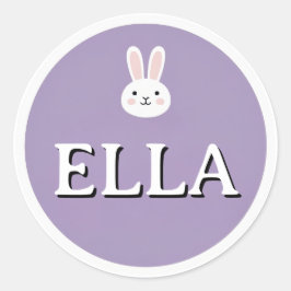 Pegatina Redonda Personalized Bunny Name Sticker – Cute Design 