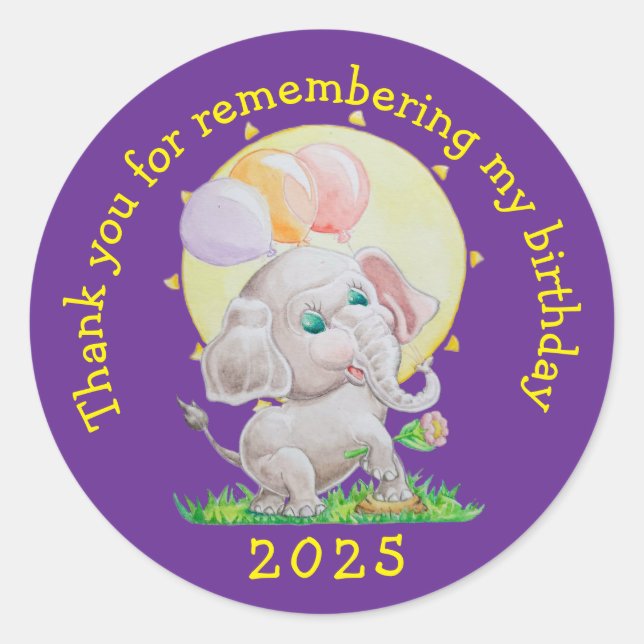 Pegatina Redonda Personalized Children's Birthday Stickers  (Anverso)