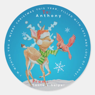 Pegatina Redonda Personalized Children's Christmas Stickers
