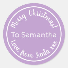 Pegatina Redonda Personalized Christmas from Santa Lilac